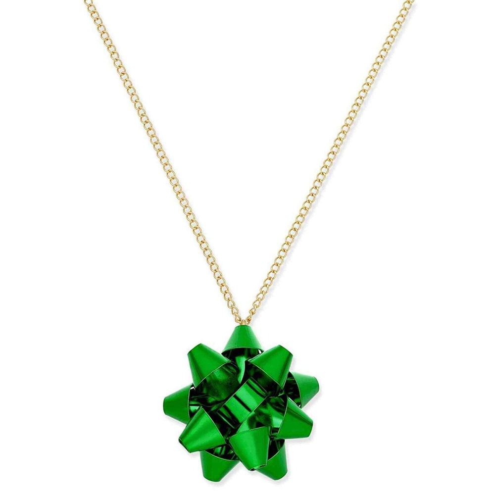 Whimsical Shop Bow Pendant Necklace (Green)